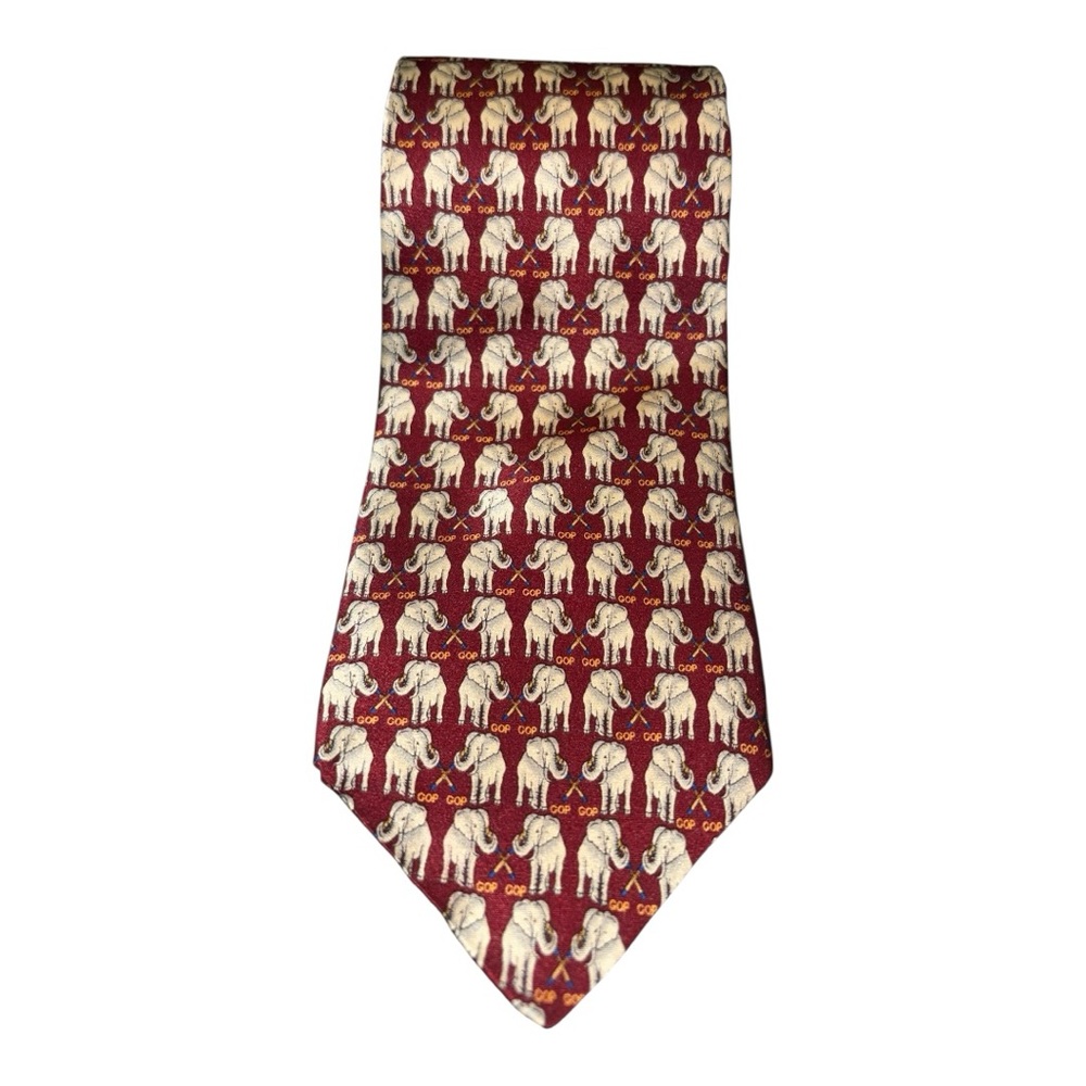 Artifacts GOP Elephant Red Silk Novelty Tie Political All Silk MT3